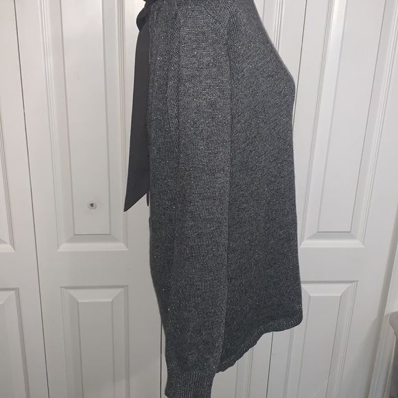 𝅺color Block Open Back Sweater Gray/Silver - Picture 5 of 13
